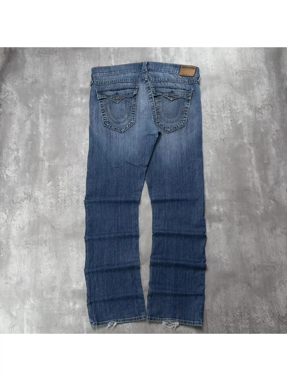 Y2K Blue True Religion Grunge Ricky Straight Distressed Skater Denim Jeans